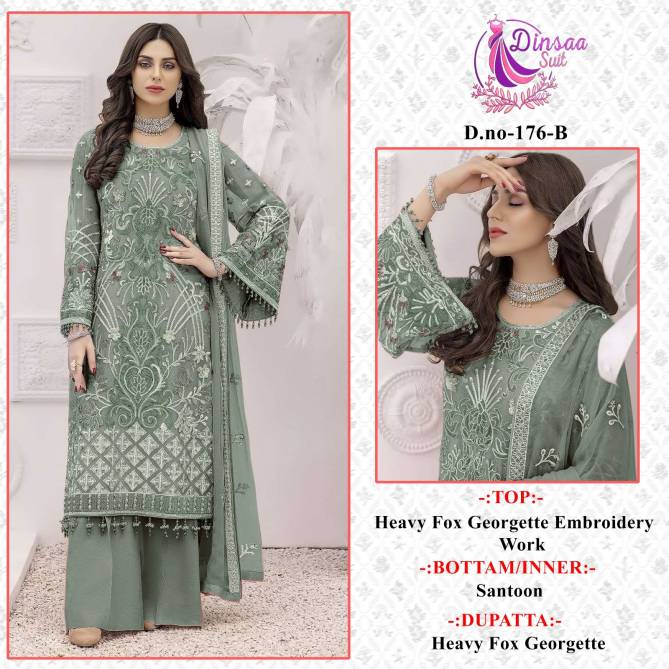 Dinsaa 176 Fancy Georgette Wholesale Pakistani Suit Catalog